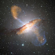 Jets spewing from an active galactic nucleus in the galaxy Centaurus A.
